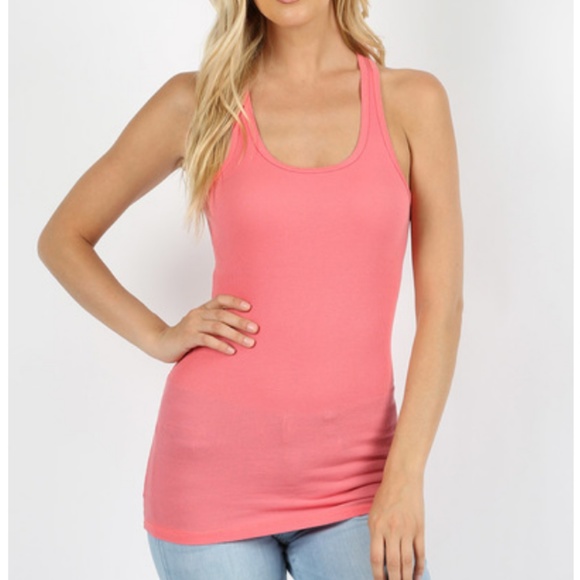 Tops - Coral Basic Ribbed Tank